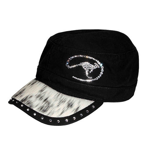 Cowhide & Swarovski Crystals Cap