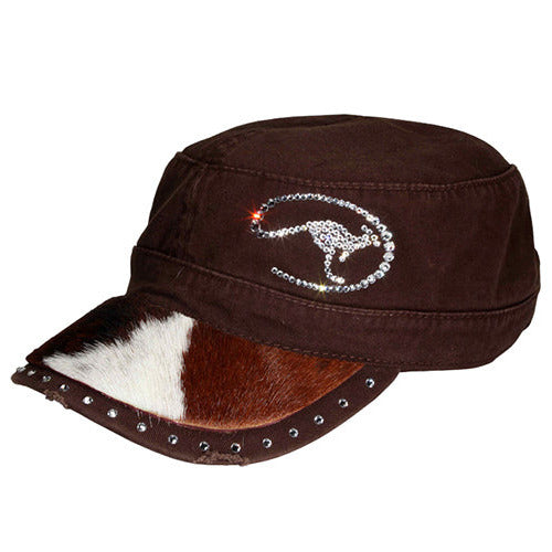 Cowhide & Swarovski Crystals Cap